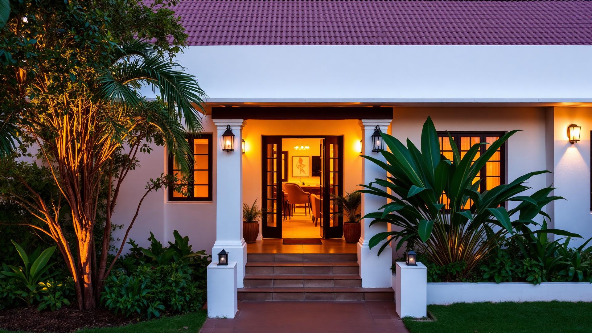 The Hub Guest House at golden hour